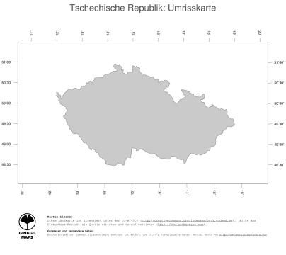 Karte: Landkarte Tschechische Republik (Politische Staatsgrenzen)