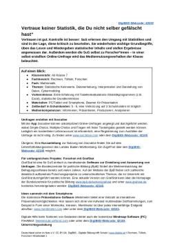 Unterrichtsbaustein: DigiBitS-Unterrichtseinheit: Vertraue keiner Statistik, die Du nicht selbst gefälscht hast! (odt)