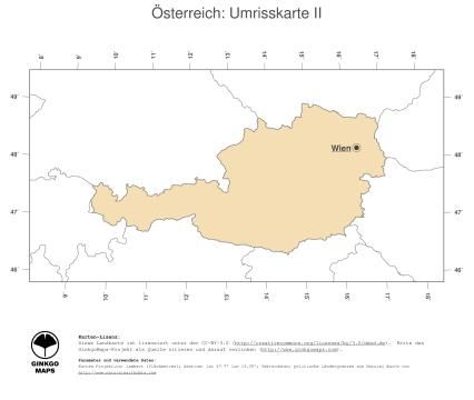 Karte: Landkarte Österreich (Politische Staatsgrenzen und Hauptstadt)