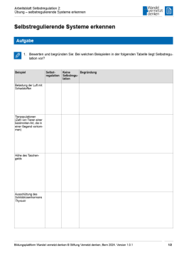 Arbeitsblatt: Modul 9 | Arbeitsblatt 2 "Übung: selbstregulierende Systeme erkennen"