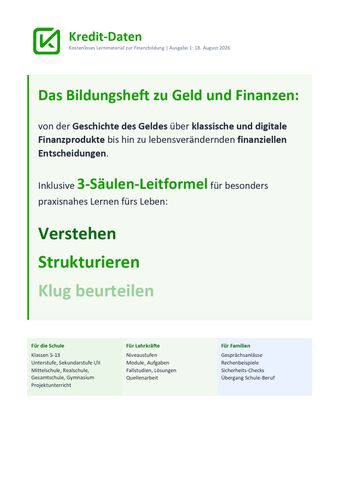 Handreichung: Das Bildungsheft zu Geld und Finanzen