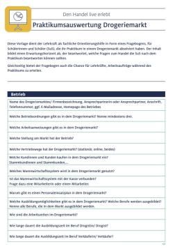 Unterrichtsbaustein: Auswertung Betriebspraktikum | Drogerie