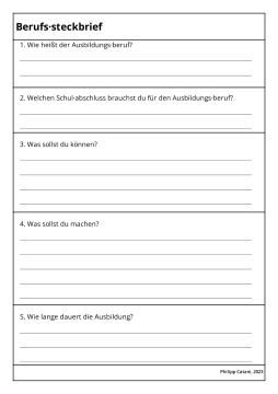 Arbeitsblatt: Berufssteckbrief