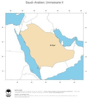 Karte: Landkarte Saudi Arabien (Politische Staatsgrenzen und Hauptstadt)