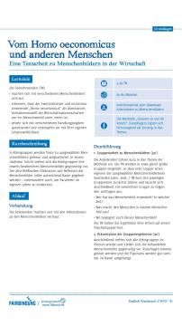 Unterrichtsbaustein: Vom Homo oeconomicus und anderen Menschen