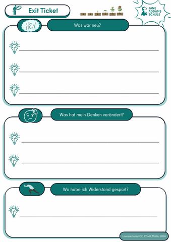 Arbeitsblatt: Vorlage für ein Exit-Ticket