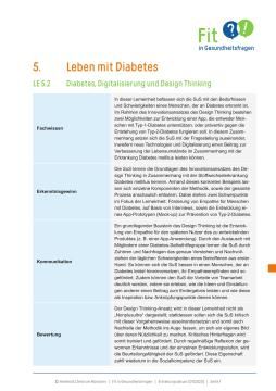 Unterrichtsbaustein: Lerneinheit 5.2 "Diabetes, Digitalisierung und Design Thinking"