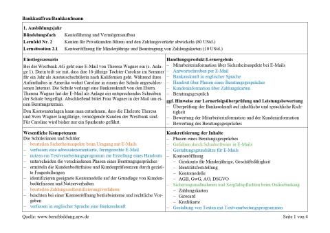 Unterrichtsplanung: Kontoeröffnung für Minderjährige und Beantragung von Zahlungskarten
