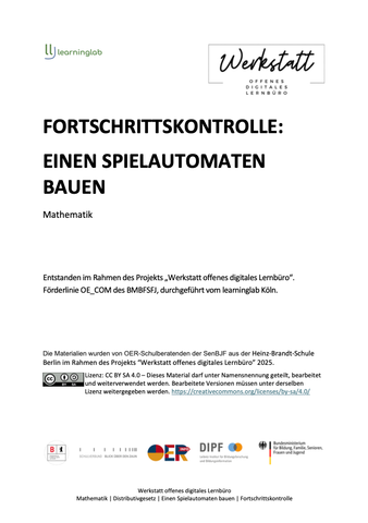 Sonstiges: Einen Spielautomaten bauen: Fortschrittskontrolle