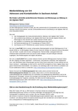 Text: Medienbildung vor Ort: Linktipps, Adressen, Kontaktstellen für Sachsen-Anhalt (odt)