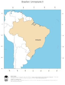 Karte: Landkarte Brasilien (Politische Staatsgrenzen und Hauptstadt)