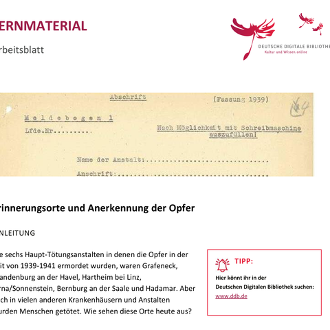 Arbeitsblatt: Arbeitsblatt 6: Erinnerungsorte und Anerkennung der Opfer