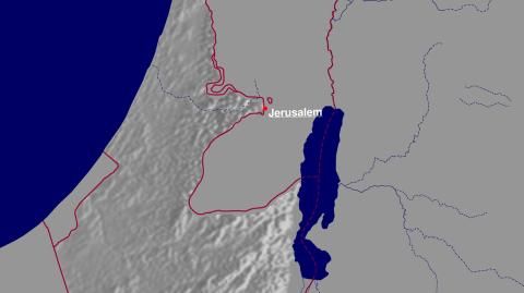 Karte: Landkarte Israel (Staatsgrenzen und Hauptstadt): schattiertes Relief