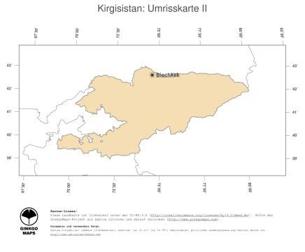 Karte: Landkarte Kirgisistan (Politische Staatsgrenzen und Hauptstadt)