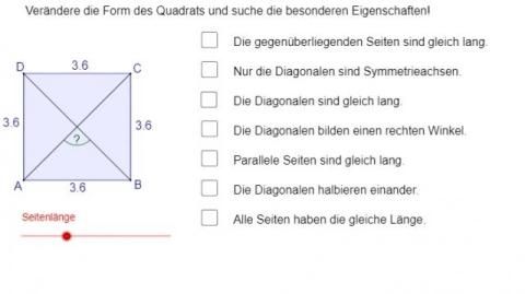Interaktion: Quadrat - Eigenschaften