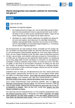 Arbeitsblatt: Modul 6 | Arbeitsblatt 2 "Welche ökologischen und sozialen Leitlinien für Nachhaltigkeit gibt es?"