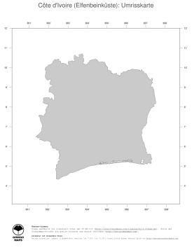 Karte: Landkarte Elfenbeinküste (Politische Staatsgrenzen)