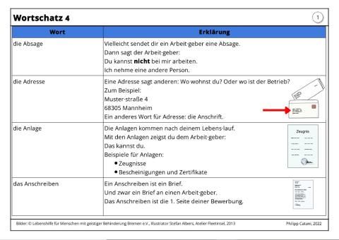Arbeitsblatt: Wortschatz 4 Bewerbung