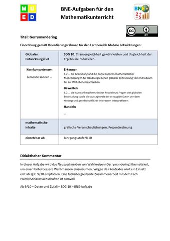 Unterrichtsbaustein: BNE-Aufgaben Mathematik: Gerrymandering