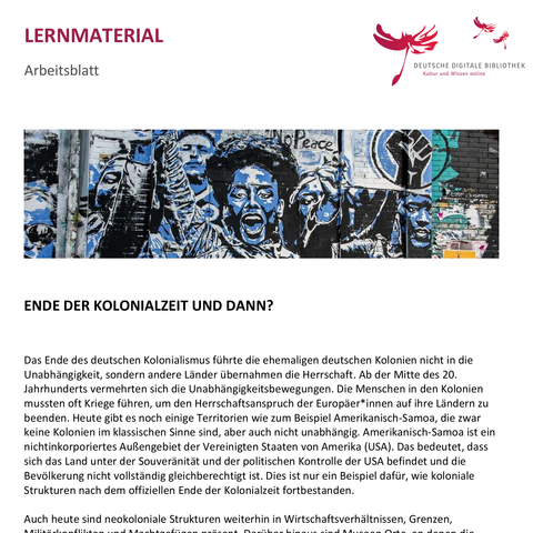 Unterrichtsbaustein: Arbeitsblatt: Ende der Kolonialzeit und dann?