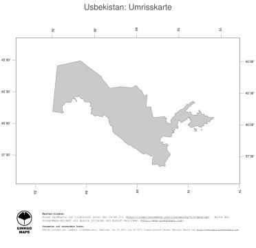 Karte: Landkarte Usbekistan (Politische Staatsgrenzen)