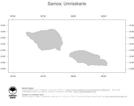 Karte: Landkarte Samoa (Politische Staatsgrenzen)