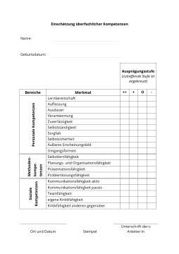 Lernkontrolle: Einschätzung überfachlicher Kompetenzen