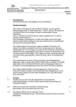 Test: Musterprüfung 1 Berufsfachschule | Gesundheit und Pflege: Berufsfachliche Kompetenz