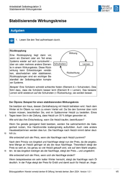 Arbeitsblatt: Modul 9 | Arbeitsblatt 3 "Stabilisierende Wirkungskreise"