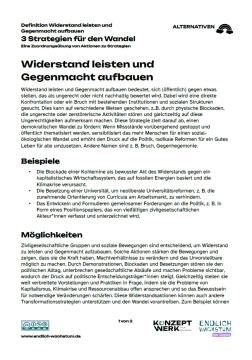 Unterrichtsbaustein: 3 Strategien für den Wandel | Definition "Definition Widerstand leisten und Gegenmacht aufbauen"