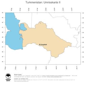 Karte: Landkarte Turkmenistan (Politische Staatsgrenzen und Hauptstadt)