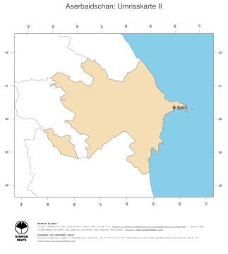 Karte: Landkarte Aserbaidschan (Politische Staatsgrenzen und Hauptstadt)