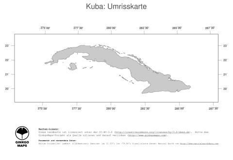 Karte: Landkarte Kuba (Politische Staatsgrenzen)