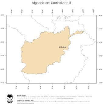 Karte: Landkarte Afghanistan (Politische Staatsgrenzen und Hauptstadt)