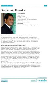 Unterrichtsbaustein: Ist Yasuní noch zu retten? - Rollenprofil Regierung Ecuador