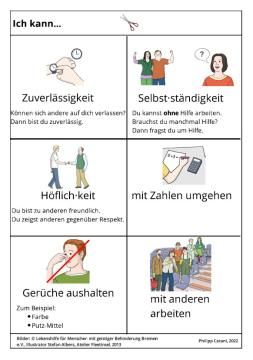 Arbeitsblatt: Ich kann... Bild-Karten