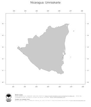 Karte: Landkarte Nicaragua (Politische Staatsgrenzen)
