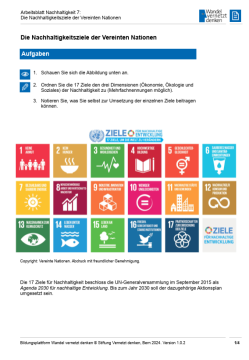 Arbeitsblatt: Modul 4 | Arbeitsblatt 7 "Die Nachhaltigkeitsziele der Vereinten Nationen"