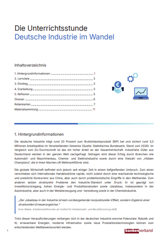 Unterrichtsplanung: Deutsche Industrie im Wandel | Unterrichtsstunde