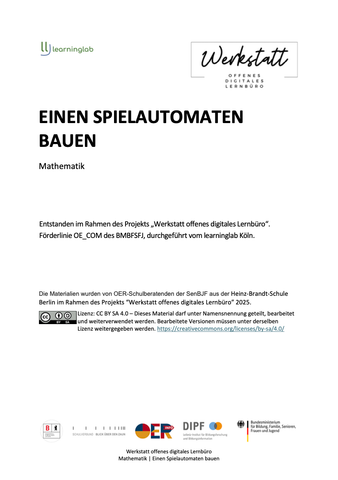 Arbeitsblatt: Einen Spielautomaten bauen