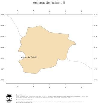 Karte: Landkarte Andorra (Politische Staatsgrenzen und Hauptstadt)