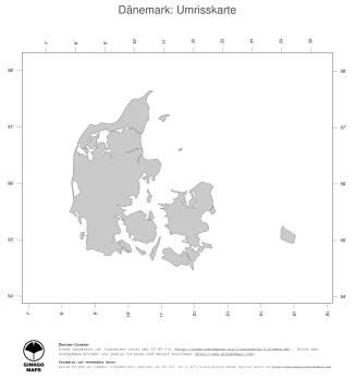 Karte: Landkarte Dänemark (Politische Staatsgrenzen)