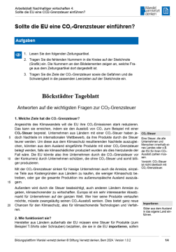 Arbeitsblatt: Modul 13 | Arbeitsblatt 4 "Sollte die EU eine CO2-Grenzsteuer einführen?"