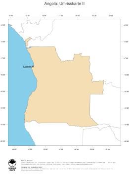 Karte: Landkarte Angola (Politische Staatsgrenzen und Hauptstadt)
