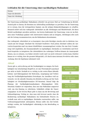 Arbeitsblatt: Leitfaden für die Umsetzung einer nachhaltigen Maßnahme