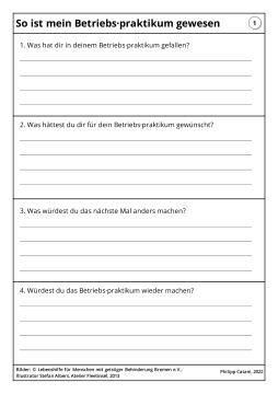 Arbeitsblatt: So ist mein Betriebspraktikum gewesen