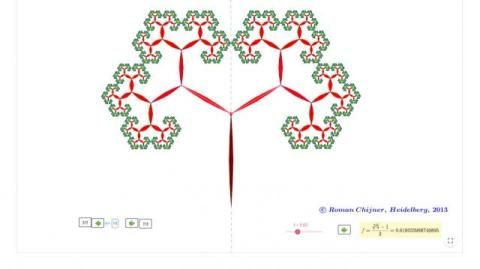 Interaktion: Baum bogenförmiger Fraktale im Goldenen Schnitt