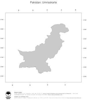 Karte: Landkarte Pakistan (Politische Staatsgrenzen)