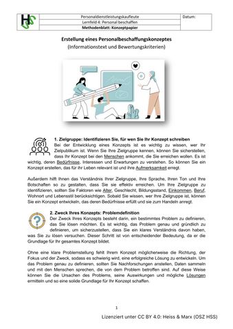Unterrichtsbaustein: Methodenblatt zur Erstellung eines Personalbeschaffungskonzepts (Berufsschule)