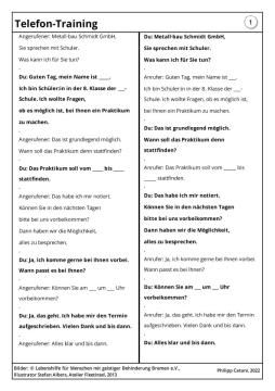 Arbeitsblatt: Telefon-Training